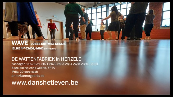 Workshops Losse 5Ritmes danssessie: Wave zondag Herzele