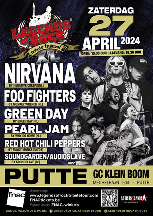 Concerten Legends Rock Tribute Festival tributes Nirvana, Fighters, Rhcp