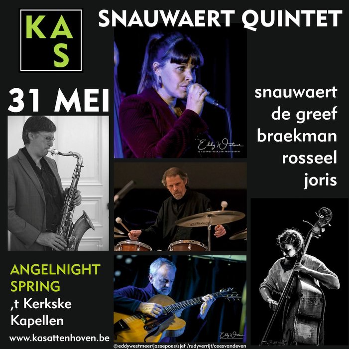 Concerten Angelnight spring J. Snauwaert Quintet feat Lien Greef