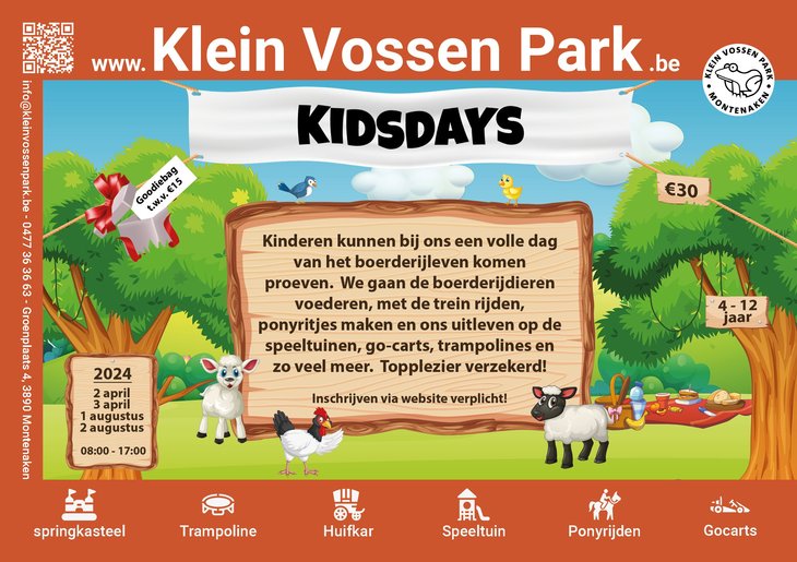 Ontspanning Kidsdays kinderboerderij Klein Vossen Park
