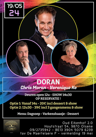 Concerten Dinner & dance live optreden Veronique Chris Moran & Doran