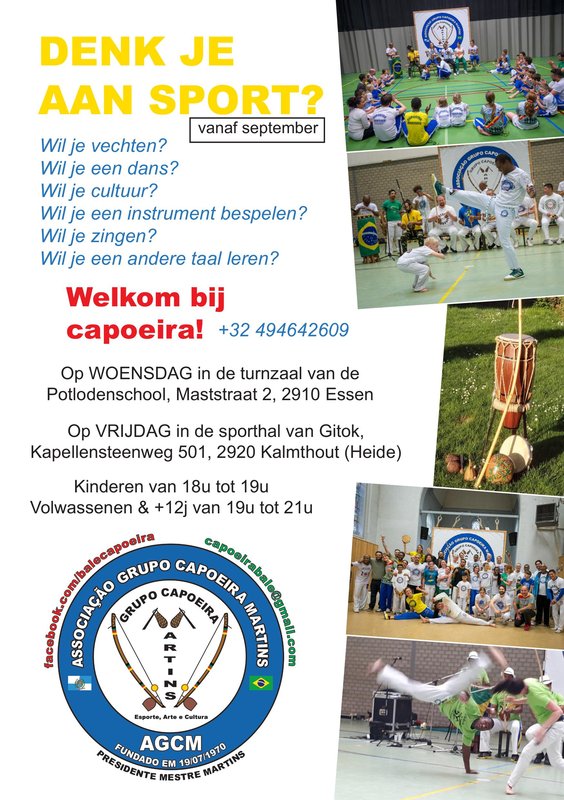 Workshops Capoeira lessen voor kinderen, tieners volwassenen