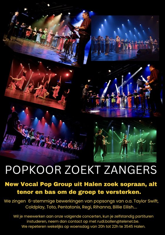Workshops Zing ! Open repetities popkoor Halen.