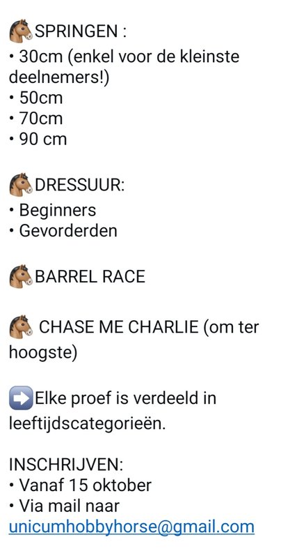 Ontspanning Unicum hobbyhorse wedstrijd