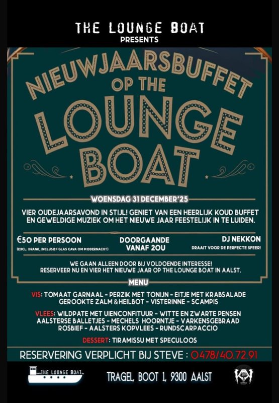 Nachtleven Nieuwjaarsbuffet Lounge Boat