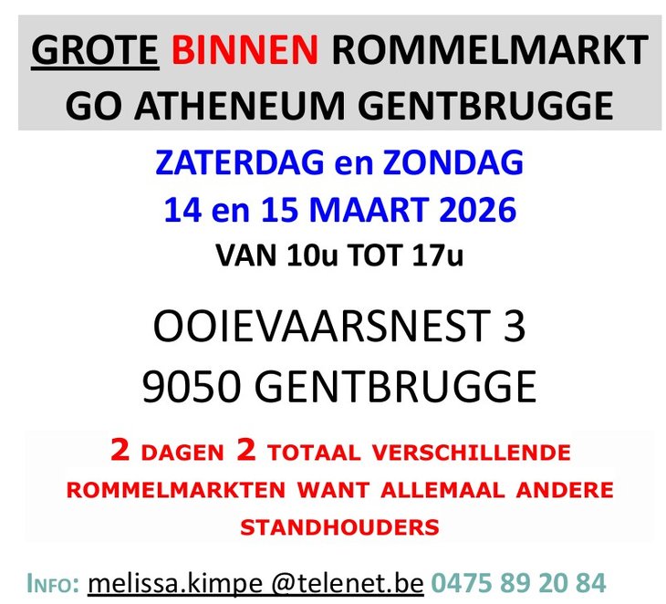  Grote Binnen rommelmarkt Atheneum Gentbrugge meer 100 standen