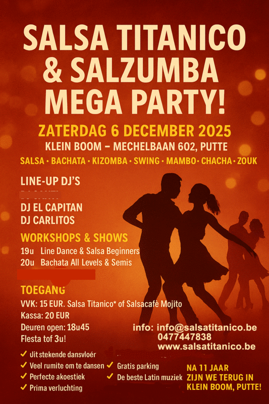 Nachtleven Salsa Titanico & Salzumba Mega Party