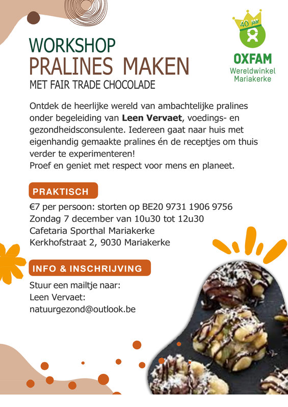 Workshops Pralines maken