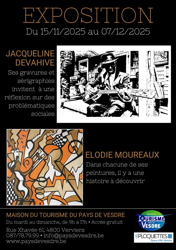 Tentoonstellingen Tentoonstelling Verviers: Jacqueline Devahive Elodie Moureaux