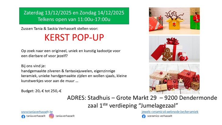 Tentoonstellingen Kerstpop-up zussen Tania & Saskia Verhasselt