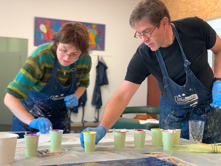 Workshops Acrylic pouring basisopleiding eigen creatie Valentijn Duo