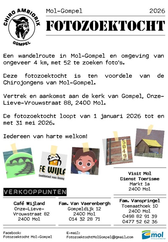 Ontspanning Fotozoektocht Mol-Gompel t.v.v. Chiro Ambiorix