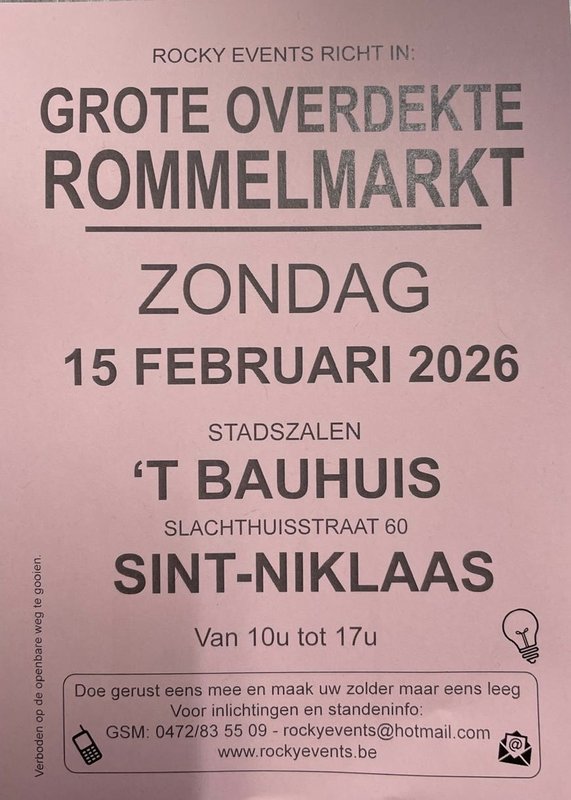  Grote overdekte Rommelmarkt ‘T Bauhuis Sint-Niklaas