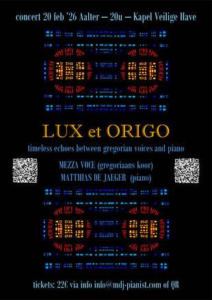Concerten Lux Origo - timeless echoes between gregorian voices piano