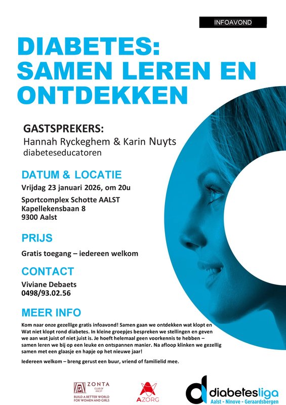 Voordrachten Infoavond  Diabetes : samen leren ontdekken 