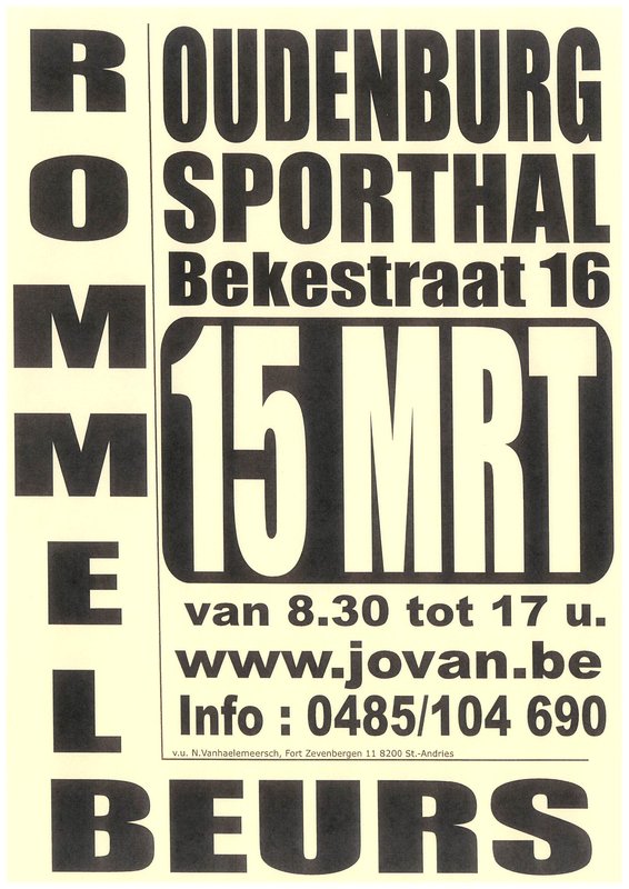  Rommelbeurs Oudenburg - Sporthal Beke - Org. Jovan