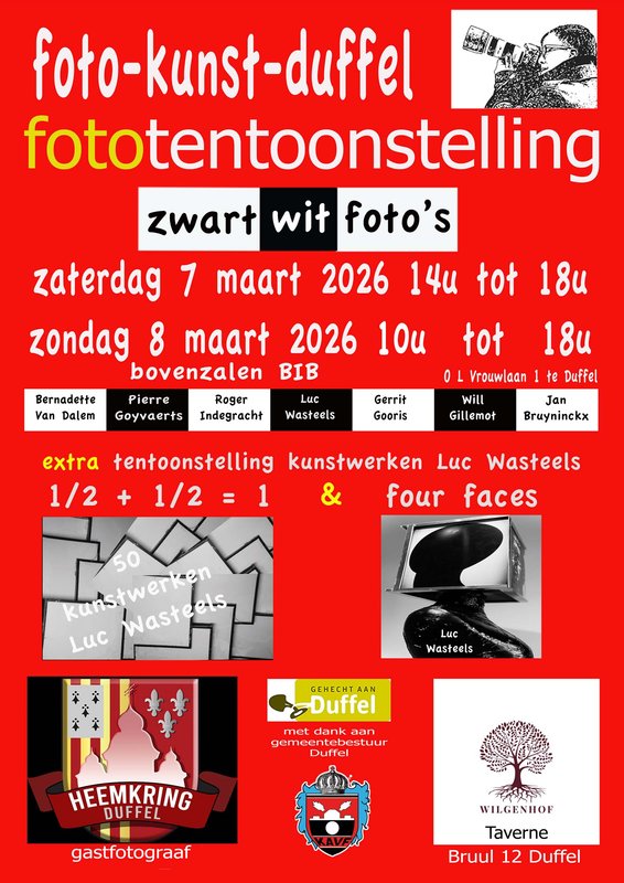 Tentoonstellingen Zwart fototentoonstelling & extra Wasteels : 1/2+1/2=1 & four faces