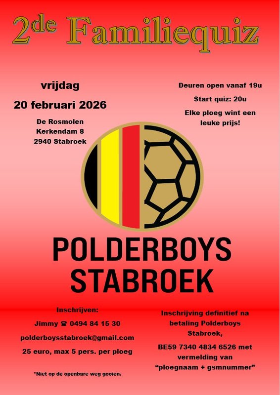 Ontspanning 2de Familiequiz Polderboys Stabroek