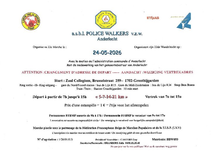 Ontspanning 22de Wandeltocht - a.s.b.l. Police Walkers  v.z.w.  Anderlecht