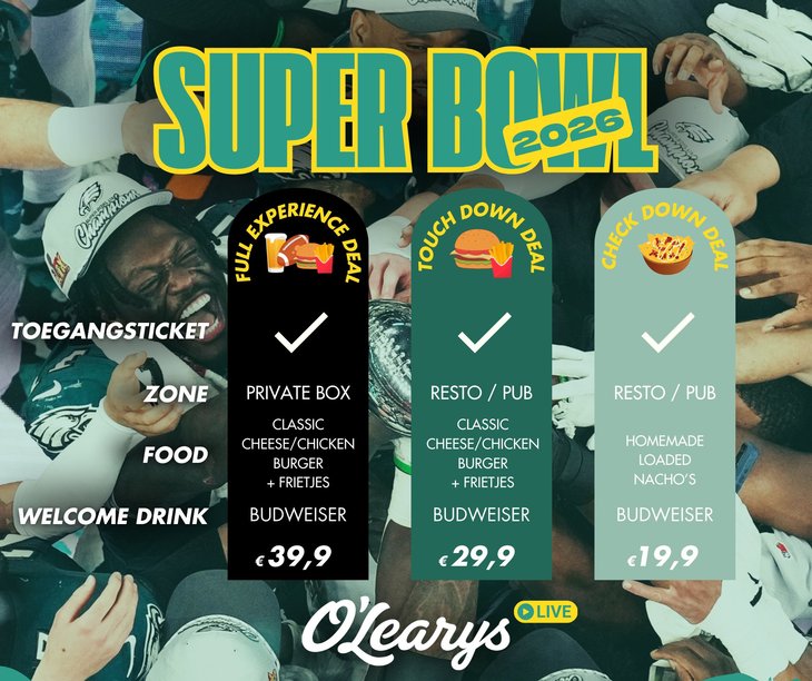 Ontspanning Super Bowl  Live O Learys Hasselt 