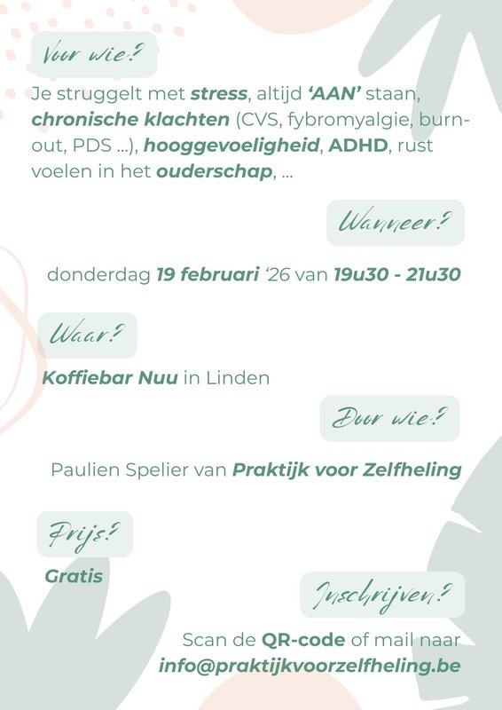 Workshops Introductieworkshop: Werken je eigen, unieke zenuwstelsel