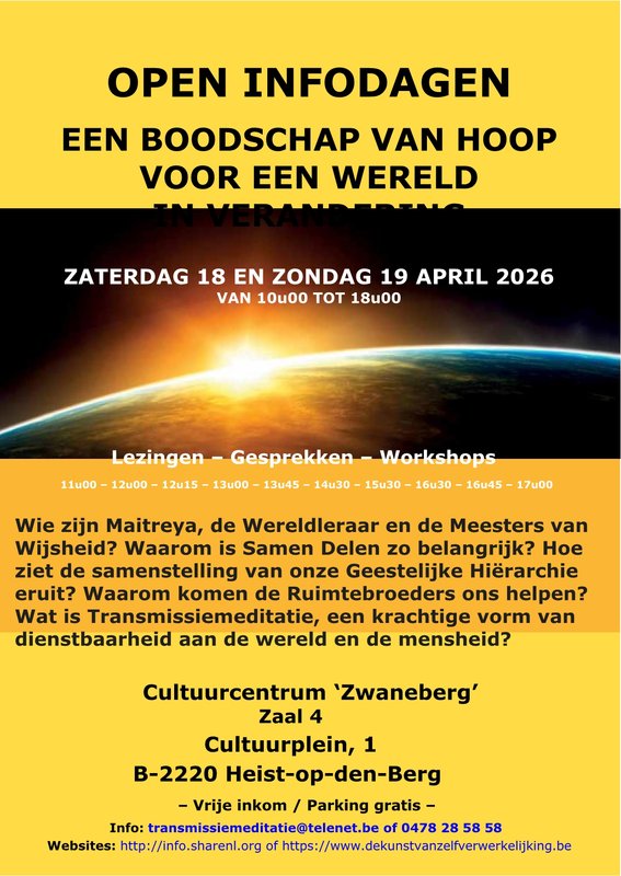 Workshops Open Infodagen Een boodschap Hoop voor wereld verandering