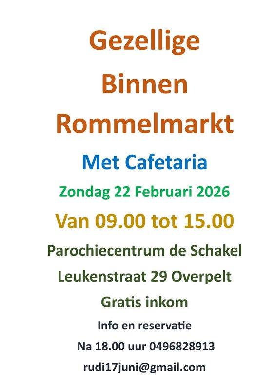  Gezellige Maandelijkse binnen rommelmarkt cafetaria