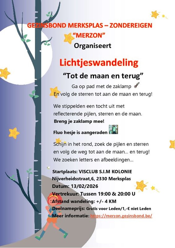 Ontspanning Lichtjeswandeling  Tot maan Terug 