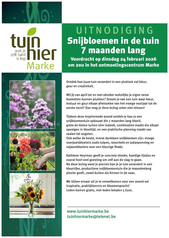Voordrachten Voordracht: snijbloemen de tuin 7 maanden lang ....