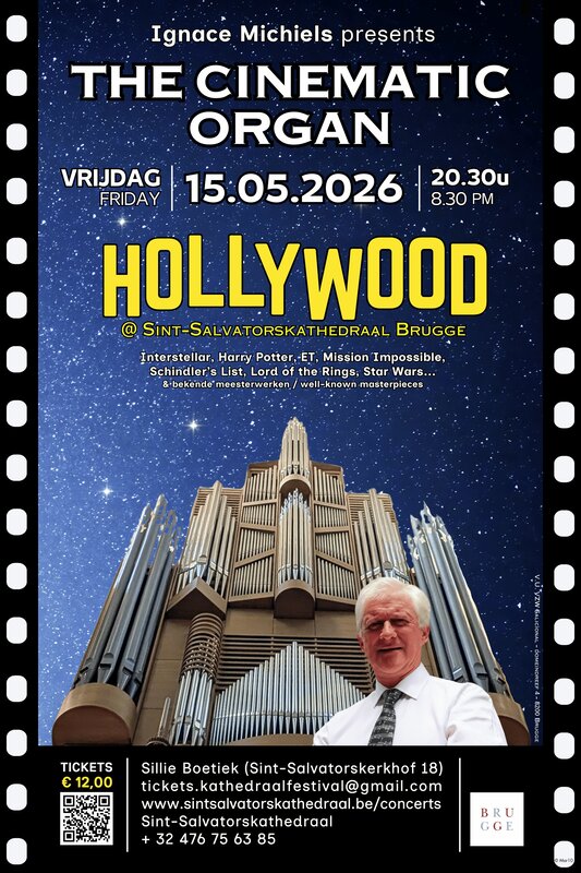 Concerten Beleef Hollywoodmuziek groots 3500 orgelpijpen organist Ignace Michiels 