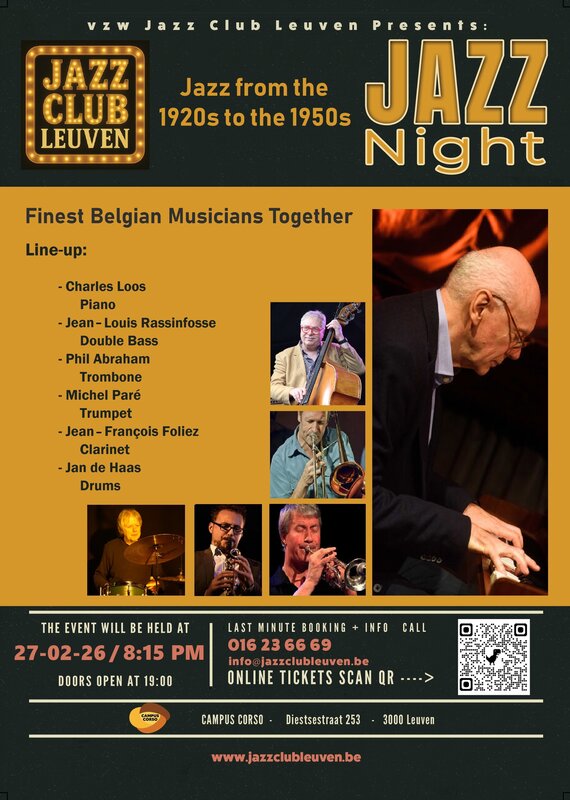Concerten Jazz Club Leuven : Belgian finest jazz playing  JAZZ From 20s 50s 