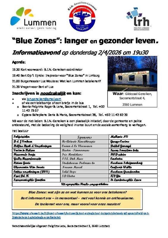 Voordrachten Lezing  Blue Zones 