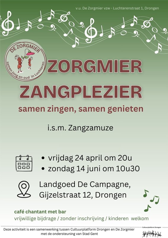 Ontspanning Zorgmier Zangplezier - café chantant voor jong oud