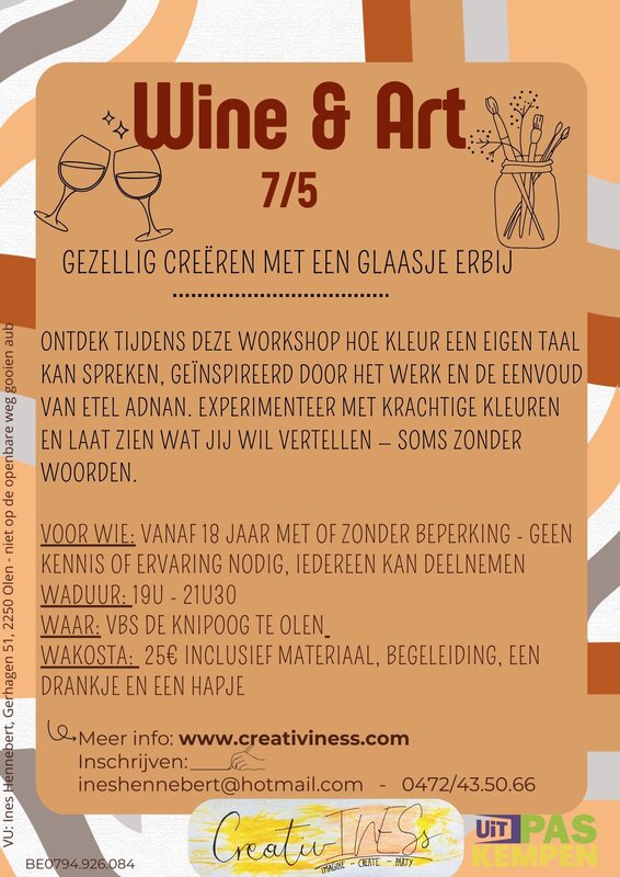 Workshops Wine & - schilderen naar Etel Adnan