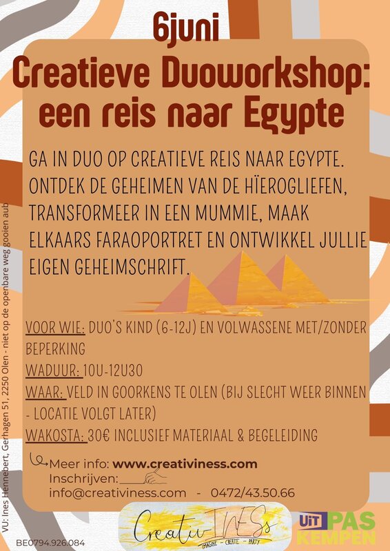 Workshops Creatieve duoworkshop - reis naar Egypte