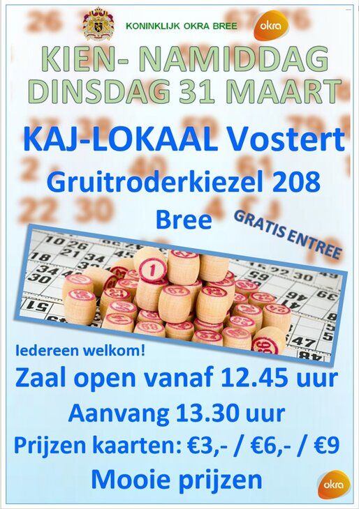 Ontspanning Kien- namiddag voor senioren 55+