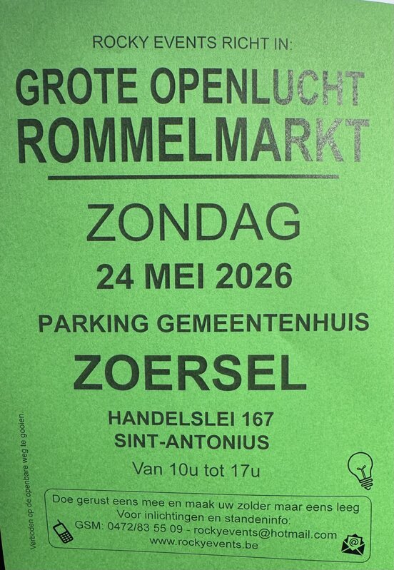  Grote openlucht Rommelmarkt Zoersel parking gemeentenhuis