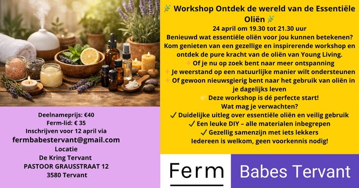 Workshops Ontdek wondere wereld essentiële oliën