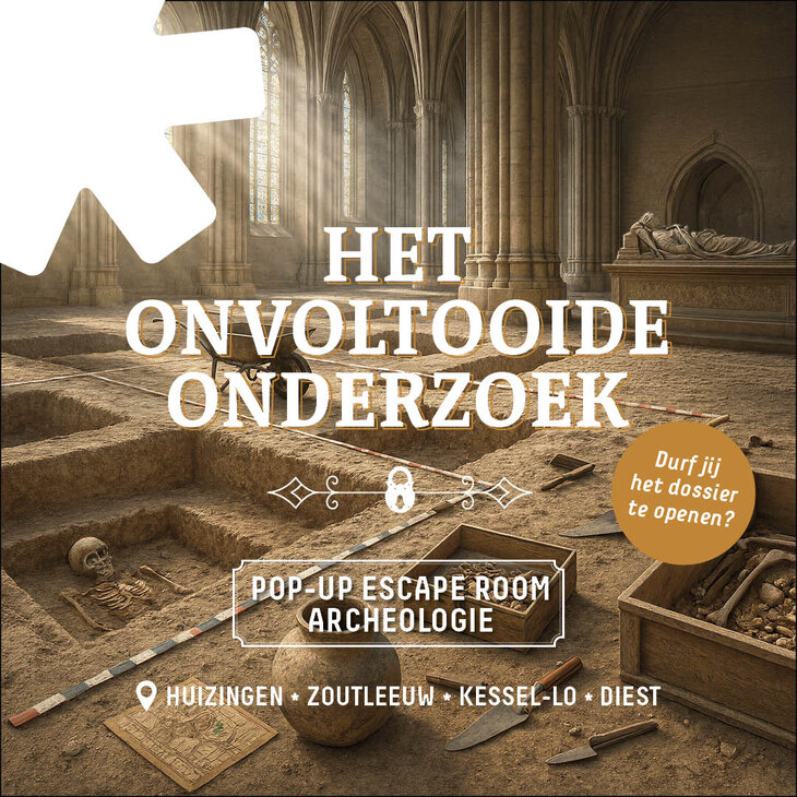 Ontspanning Het onvoltooide onderzoek. Popp-up escape room archeologie