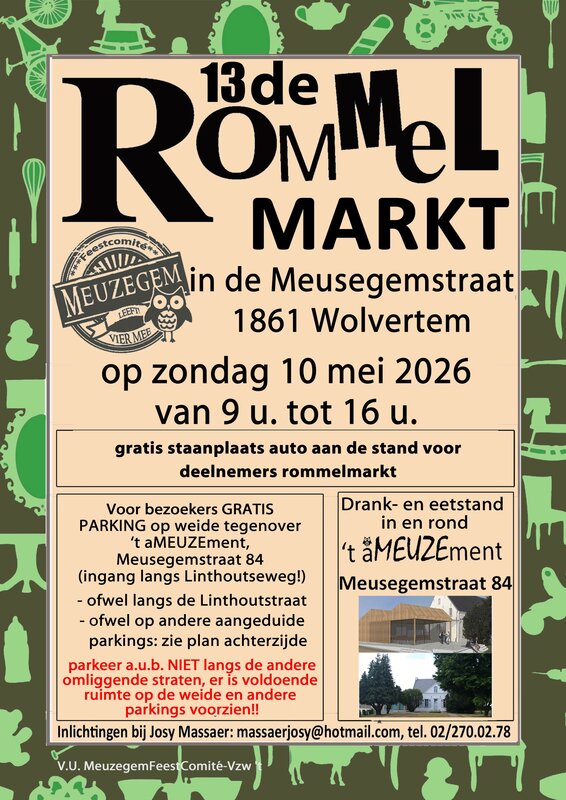  13de rommelmarkt de Meusegemstraat 1861 Wolvertem.