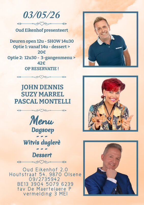 Concerten Diner live optreden Pascal Montelli, John Dennis & Suzy Marrel
