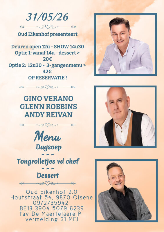 Concerten Diner live optreden Andy Reivan, Glenn Robbins & Gino Verano