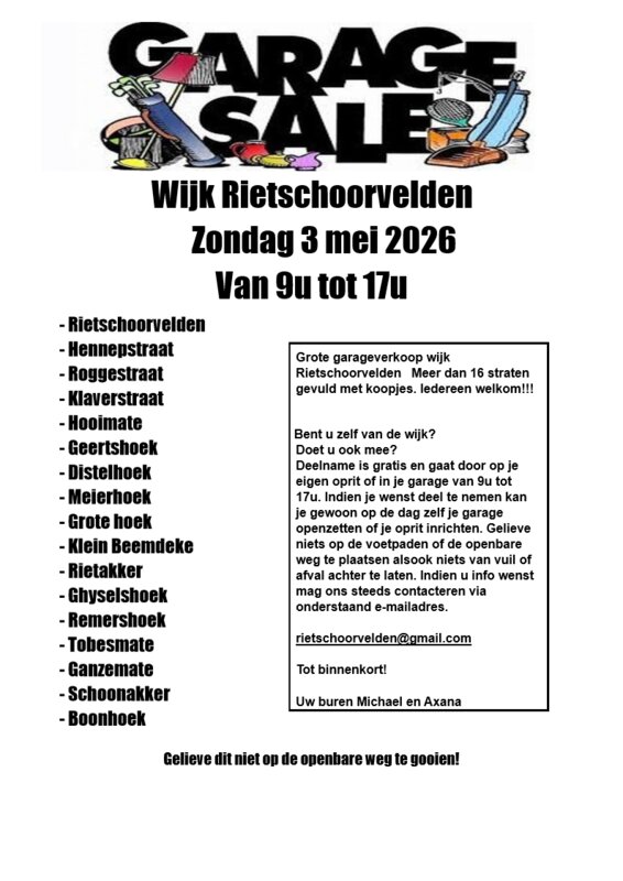  Mega grote tweejaarlijkse garageverkoop