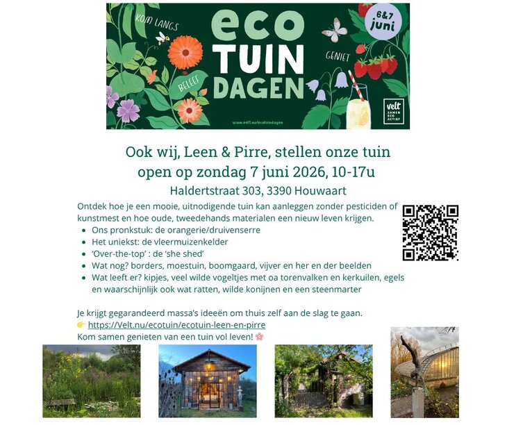 Ontspanning Open- ecotuin Leen & Pirre samenwerking Velt