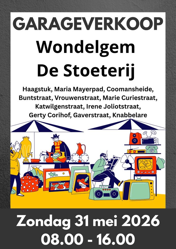  Rommelmarkt - garageverkoop Wondelgem Stoeterij straten)