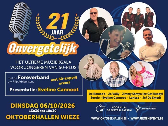 Concerten Onvergetelijk - Muziekgala voor jongeren 50-plus