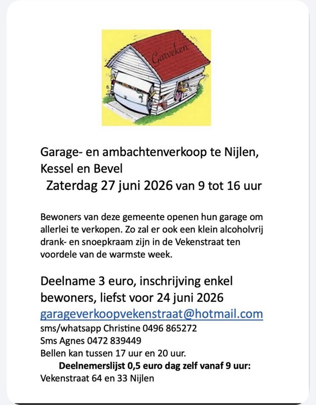  Garage ambachtenverkoop Nijlen, Kessel, Bevel