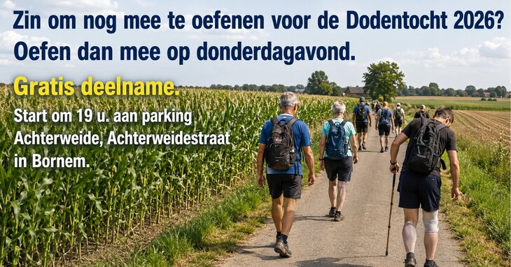 Ontspanning Oefenen voor Dodentocht - 40ste training - iedereen welkom 