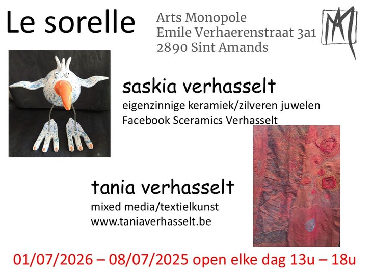 Tentoonstellingen Le sorelle - Tania & Saskia Verhasselt stellen tentoon
