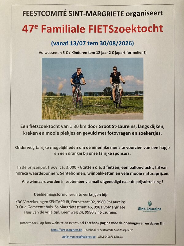 Ontspanning 47e familiale Fietszoektocht Feestcomité